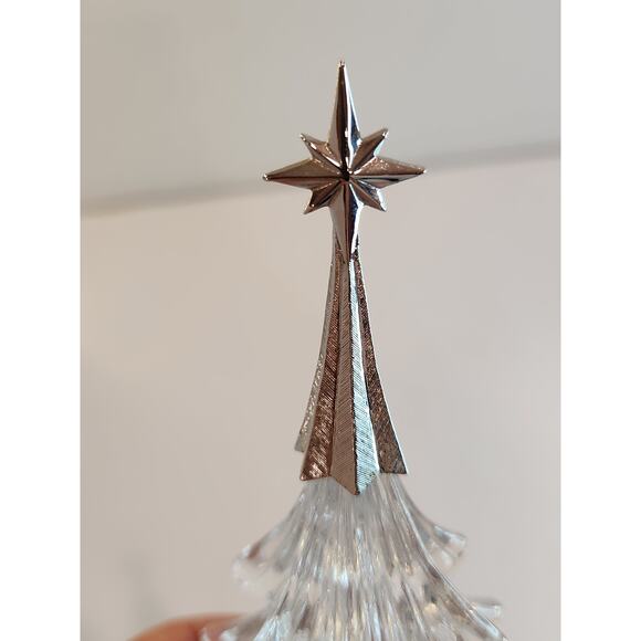 Vintage Avon 8" Glass Christmas Tree with Silver Star Topper - Gallery Originals - Picture 3 of 5